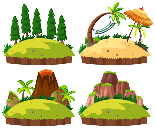 Set of islands white background vector