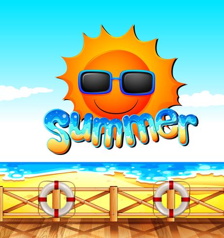 Summer theme with ocean and sun - Download Free Vector Art, Stock Graphics & Images