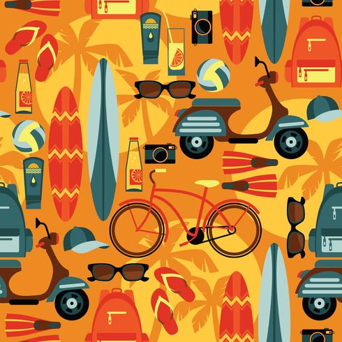 Vector seamless pattern of active summer holidays.