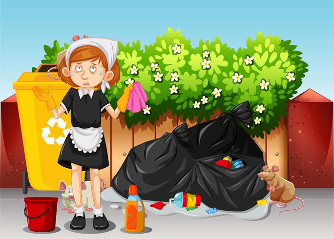 A Maid Cleaning Dirty Area vector