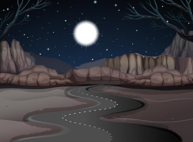 Road scene in the desert land at night - Download Free Vector Art, Stock Graphics & Images