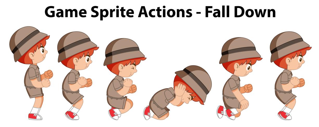 Game sprite actions - fall down vector