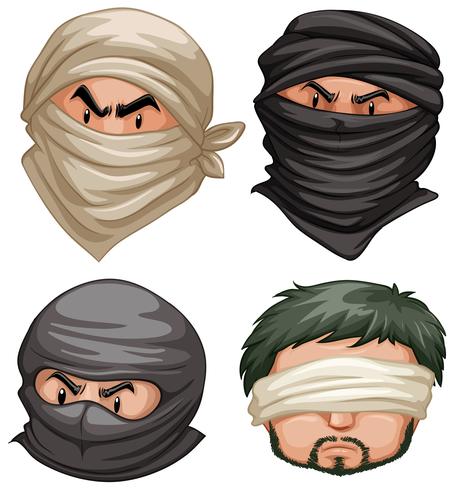 Terrorists and victims on white background vector
