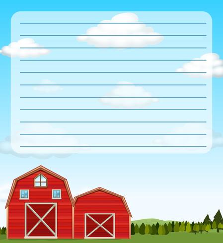 Paper template with red barns in field vector