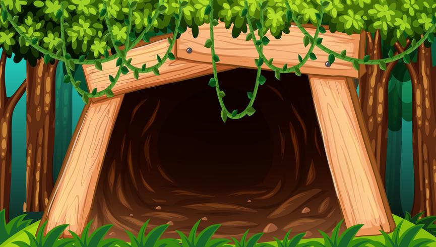 A Mine Cave from Outside View vector