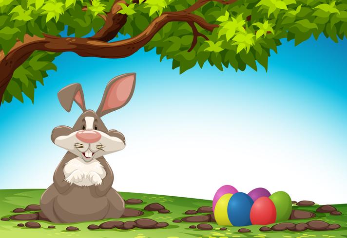 Rabbit and easter egg in nature vector