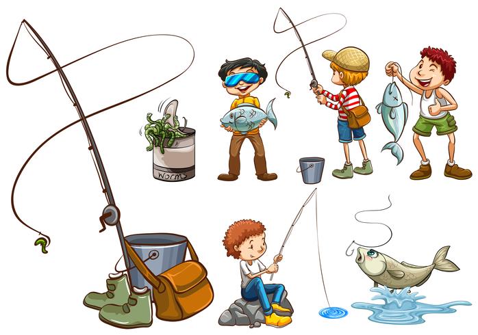 A Set of People Fishing vector