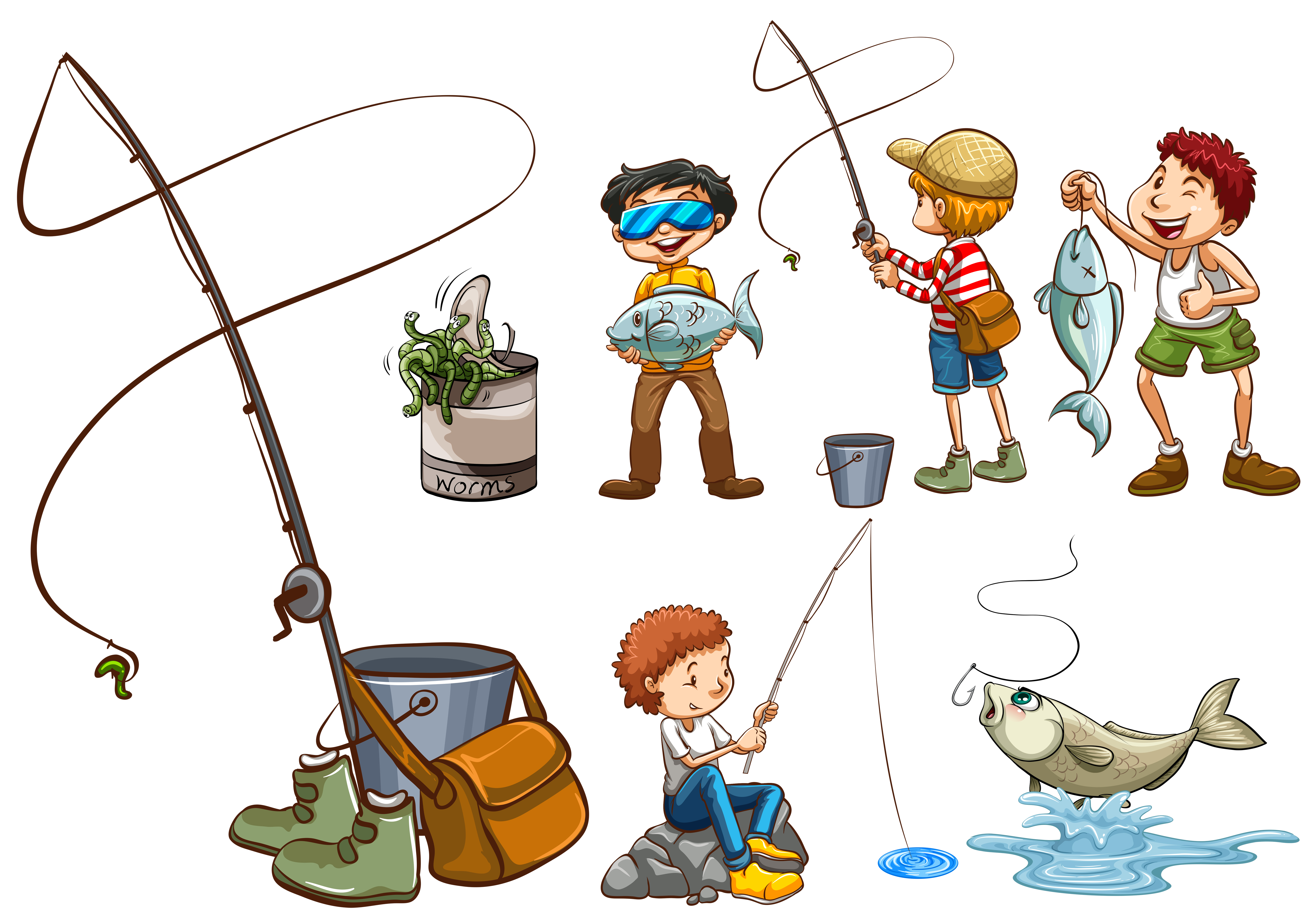 A Set of People Fishing 299622 Vector Art at Vecteezy