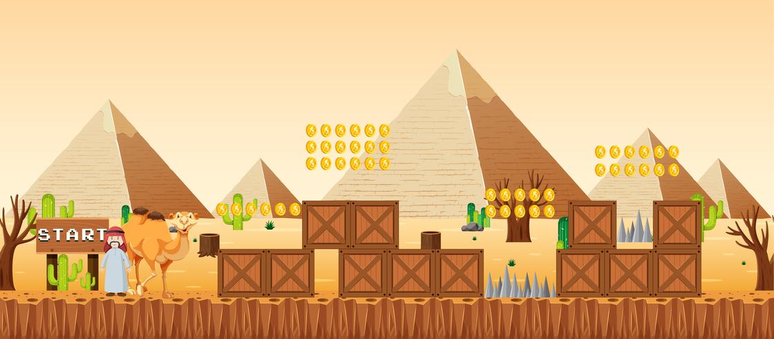 Una plantilla de juego Desert Scene vector