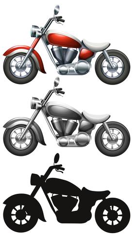 Conjunto de motocicleta sobre fondo blanco vector