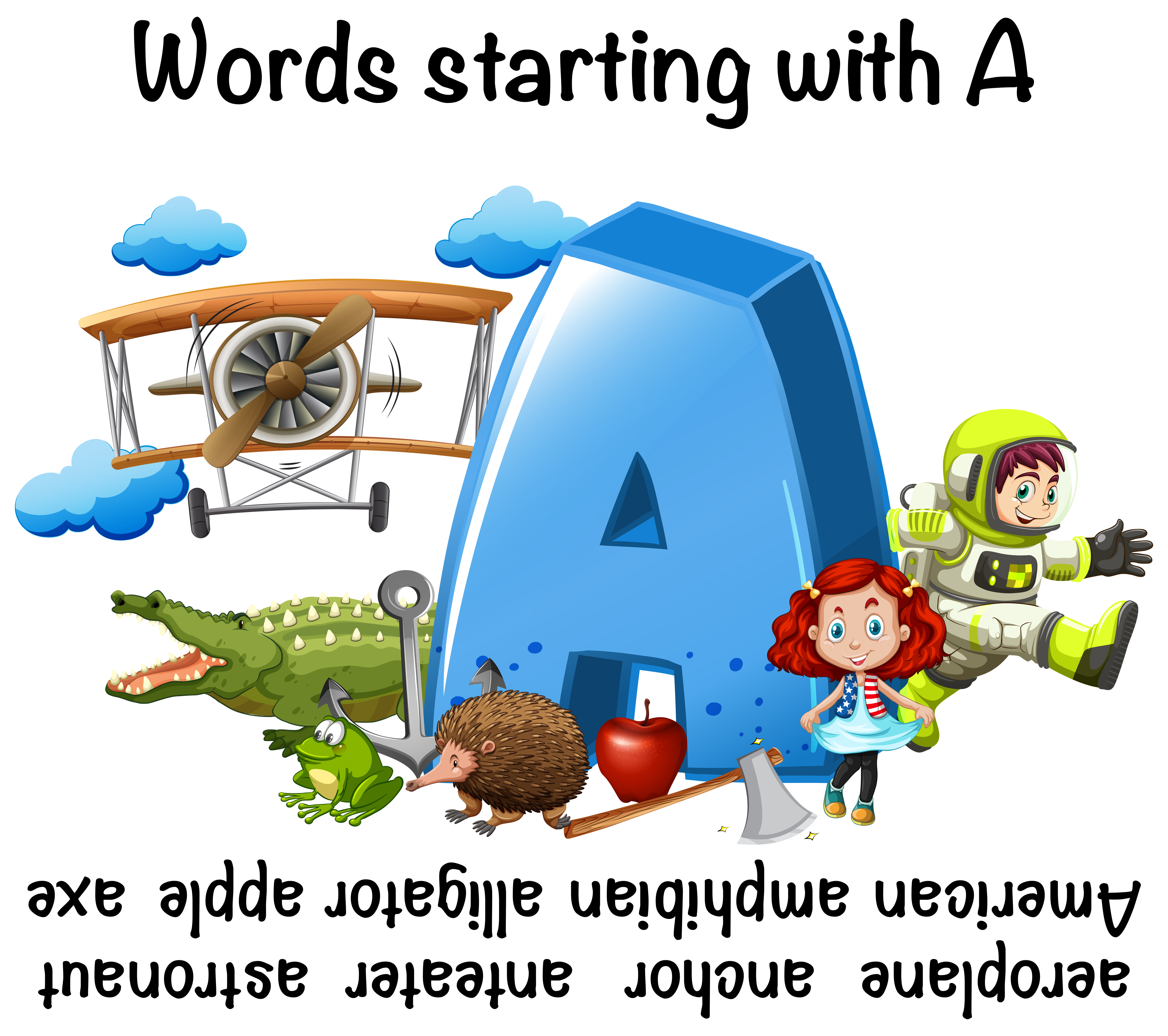worksheet design for words starting with a 299637 vector
