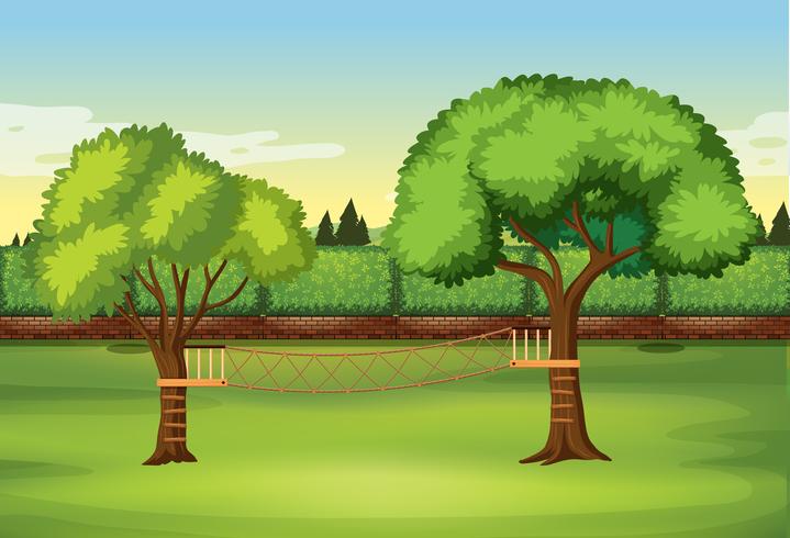 Rope ladder on tree in nature vector