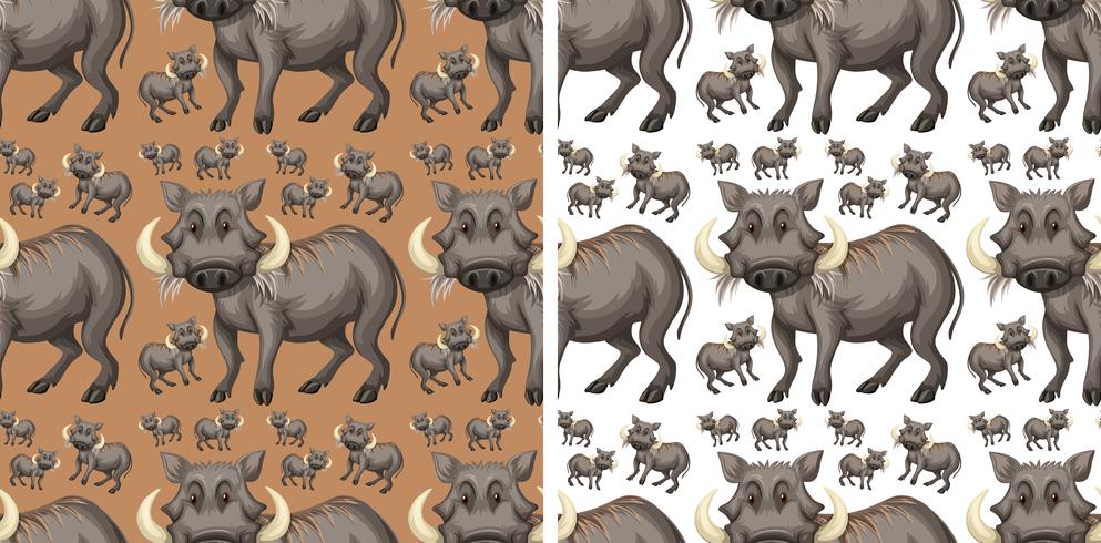 Seamless background template with warthogs vector