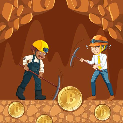 Cyber Coin Mining and Worker vector