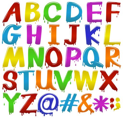 Rainbow coloured letters of the alphabet vector