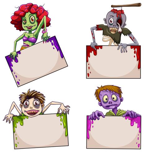 Zombies with empty signboards vector