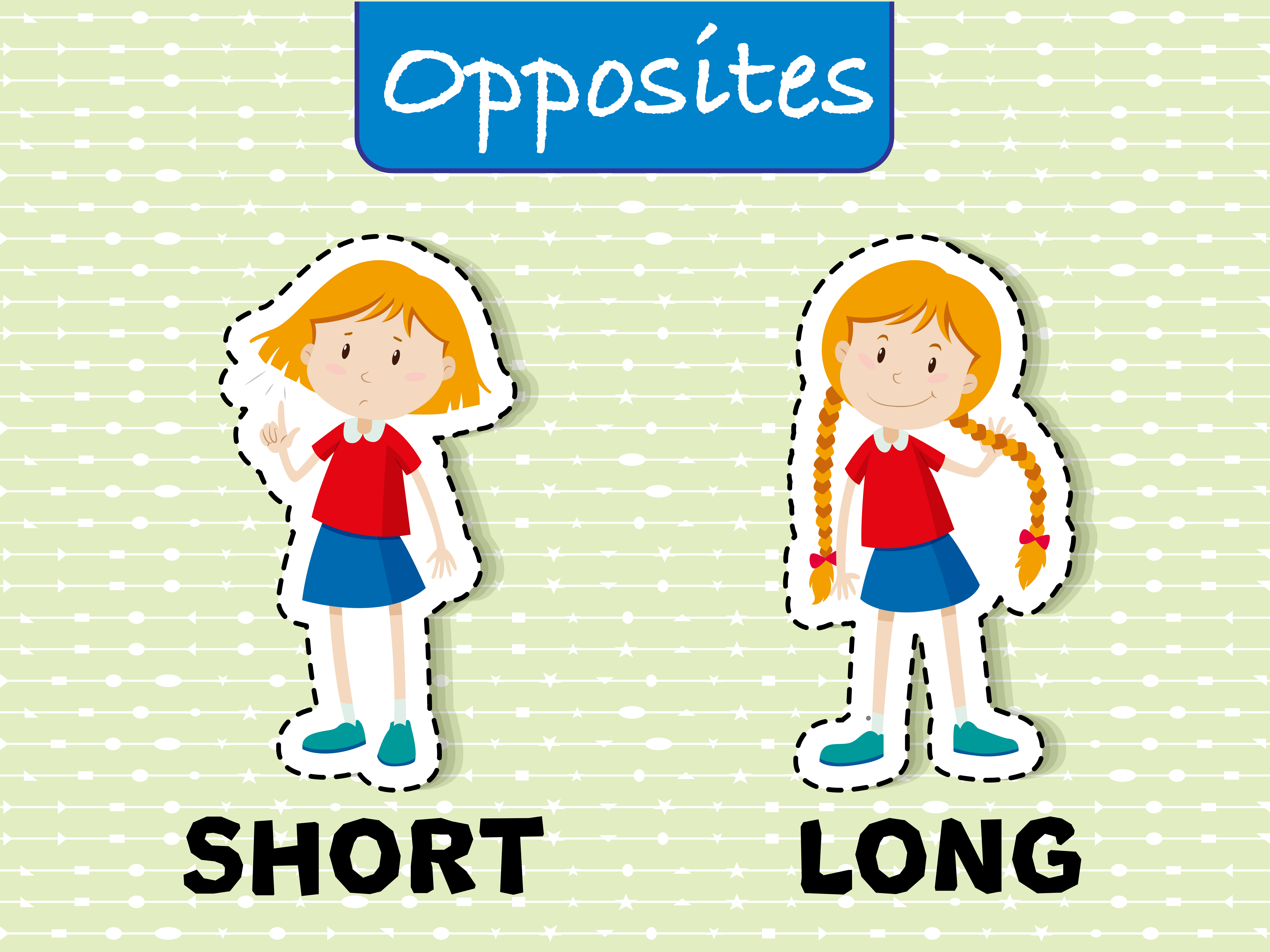 Opposite Words For Short And Long 299701 Vector Art At Vecteezy