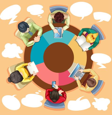 Business people working on the round table - Download Free Vector Art, Stock Graphics & Images