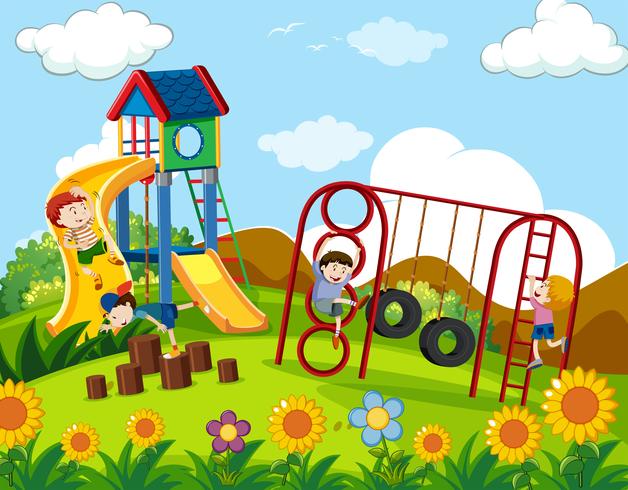 Children playing at playground - Download Free Vector Art, Stock Graphics & Images