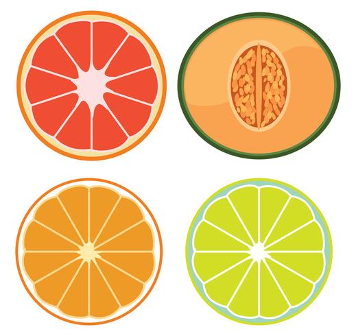 Un conjunto de frutas en rodajas vector