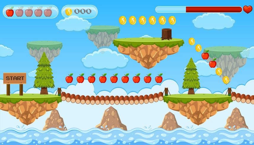 A Jumping Game Template Island Scene vector