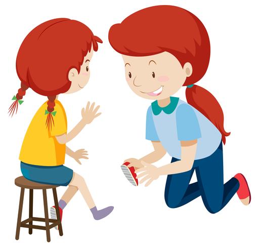 Mother helping child put on shoes - Download Free Vector Art, Stock Graphics & Images