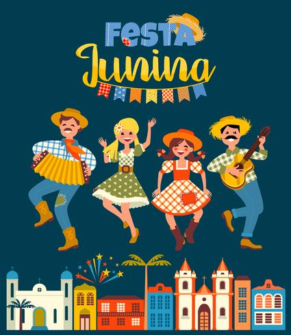 Fiesta latinoamericana, la fiesta de junio de Brasil. vector