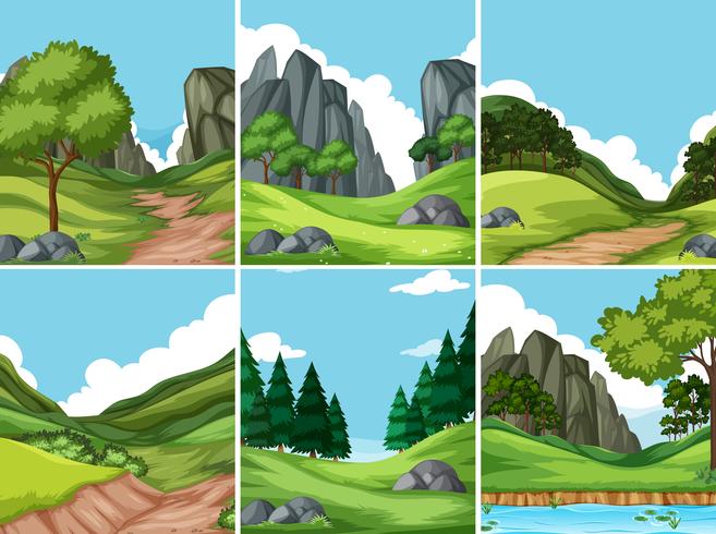 Set of nature background vector