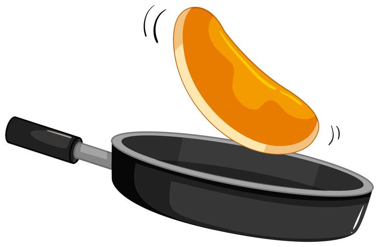 Fresh pancake in the pan vector