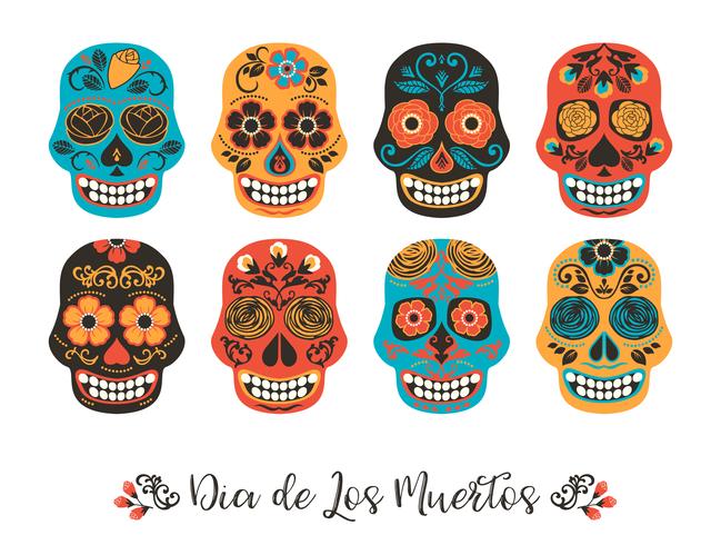 Dia de los muertos. Day of The Dead. Vector illustration of skulls