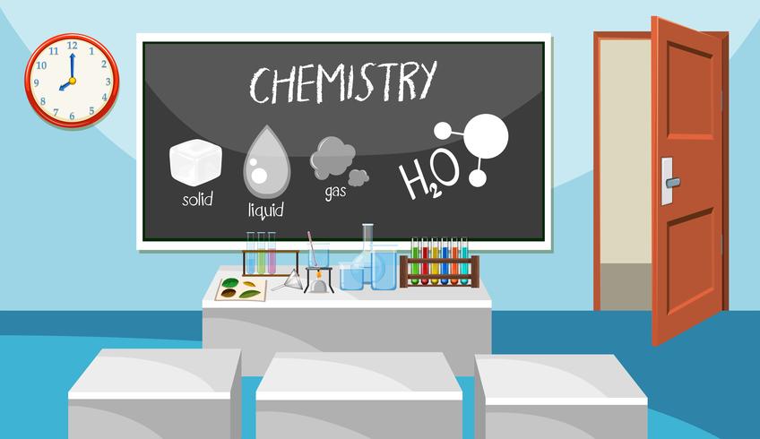 Interior del aula de química. vector