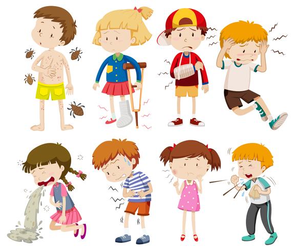 A Set of Sick Children - Download Free Vector Art, Stock Graphics & Images