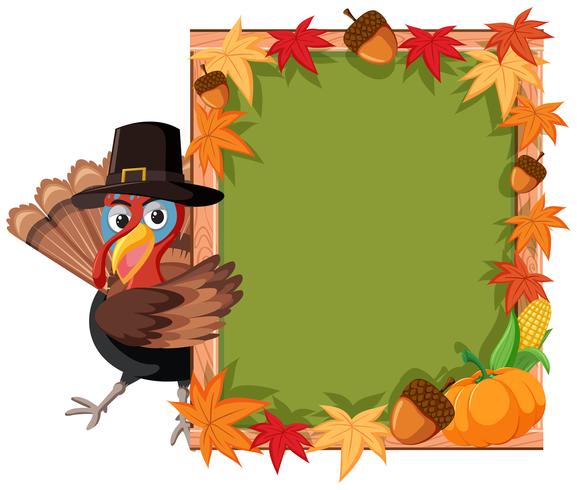 Turkey thanskgiving theme border vector