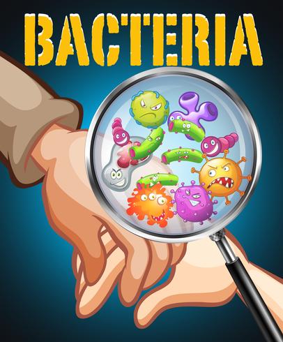 Bacteria on human hands vector