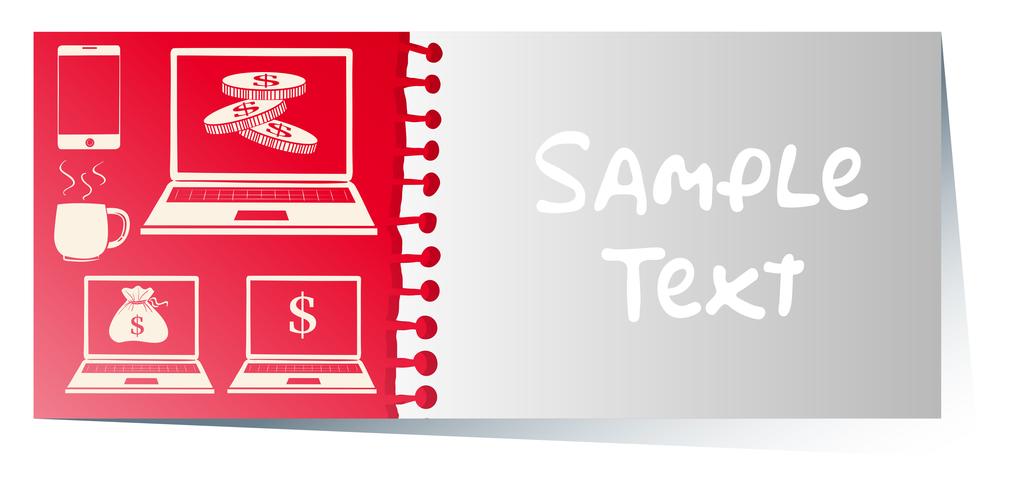 Card template with computers on red background vector