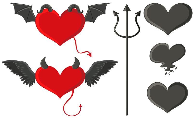 Conjunto de elementos ángel y demonio. vector