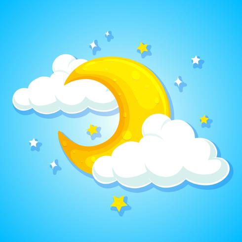 A moon on blue sky vector