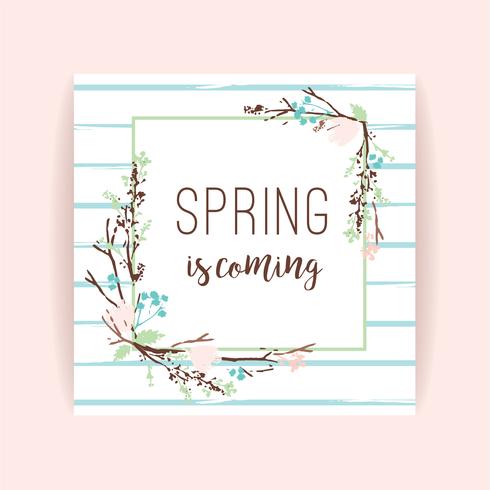 Spring frame of branches and leaves. vector