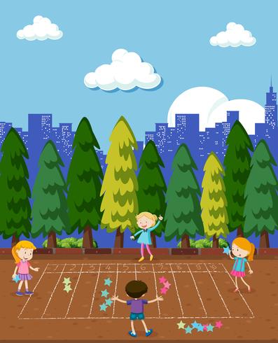 Children Play Math Game at Park vector