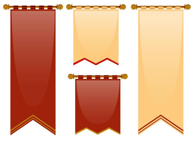 Estilo medieval de pancartas en rojo y marrón. vector