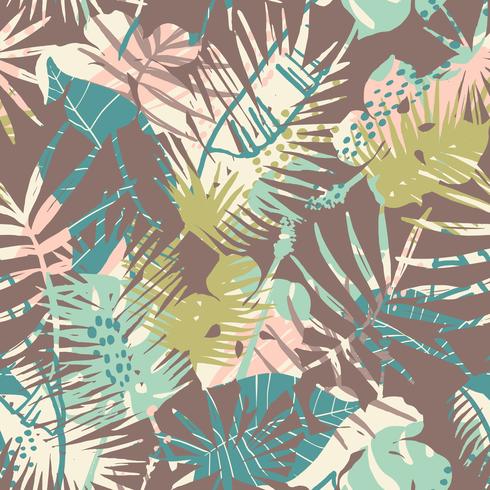 Seamless exotic pattern with tropical plants. vector