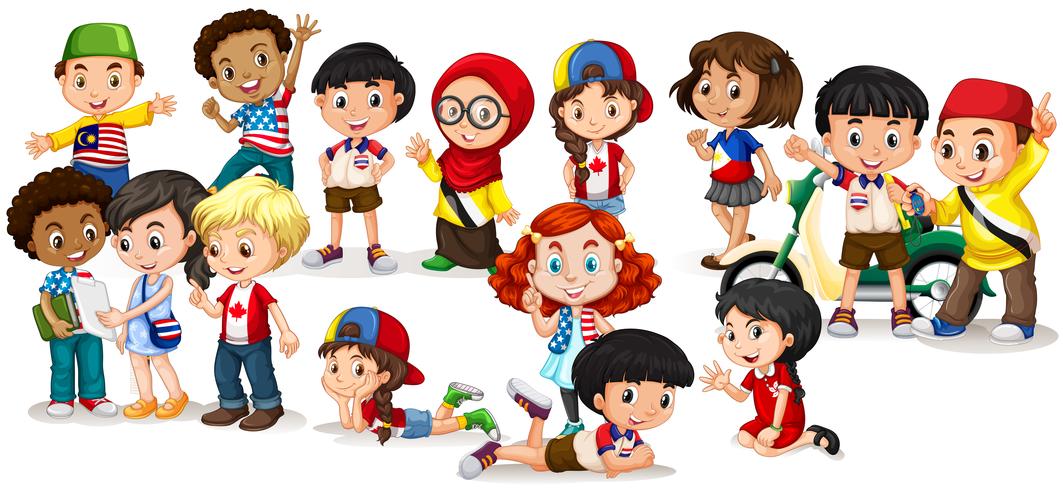 Grupo de niños internacional vector