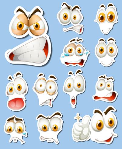 Sticker set with different faces vector