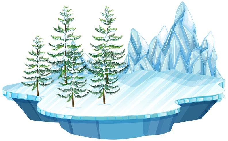 Isla de hielo y nieve flotante vector