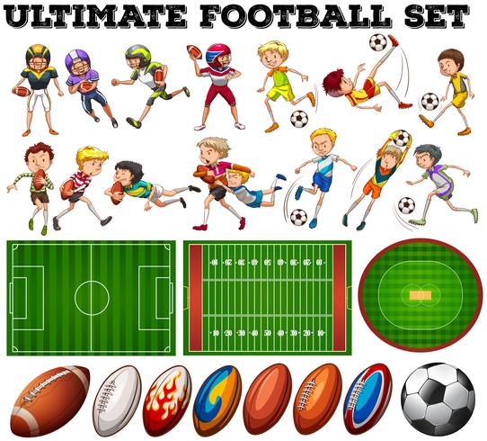 Football theme with players and ball vector