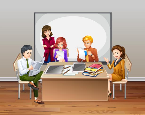 Office workers meeting in the room vector