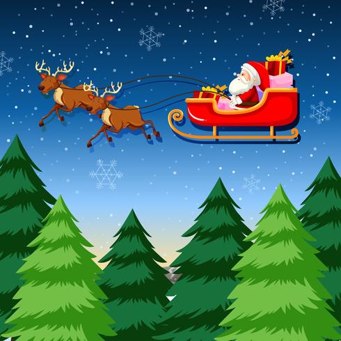 A santa riding sleigh vector