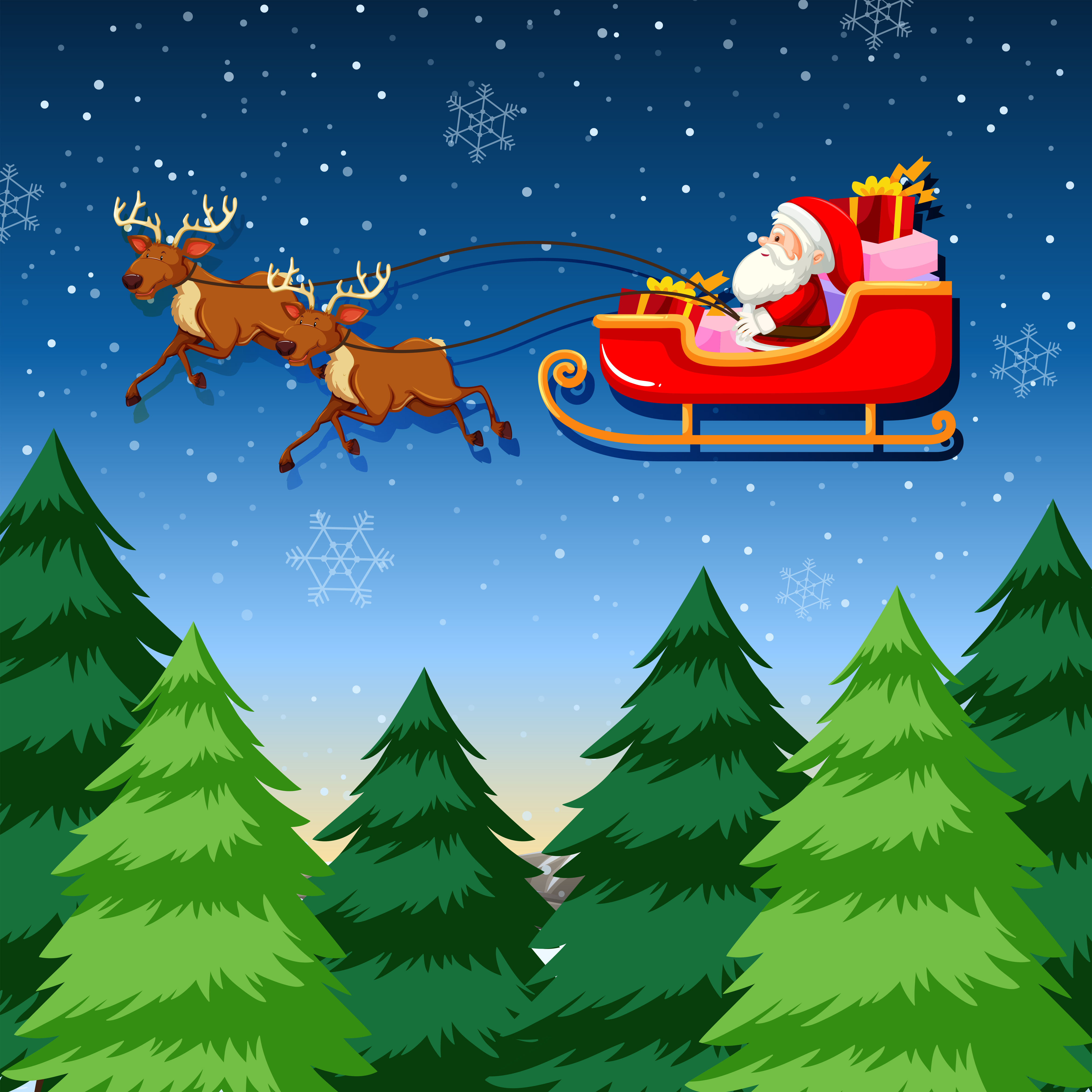 Download A santa riding sleigh - Download Free Vectors, Clipart Graphics & Vector Art