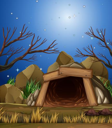 A Mining Cave at Night vector