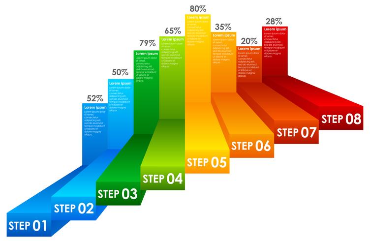 Un gráfico de información paso colorido vector